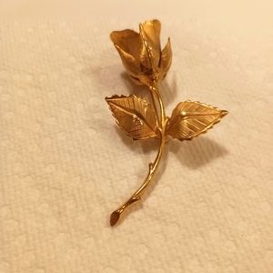 Giovanni Signed Brooch Pin Gold Filled Rose 1950'S Mid Century Vintage